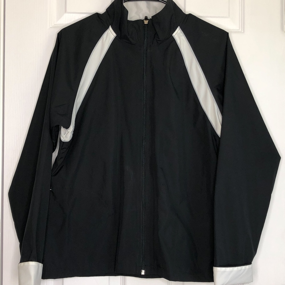 Champion Sz Large Black White Full Zip Windbreaker